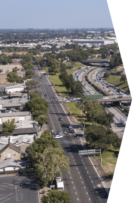 Aerial view of Modesto, California, in the morning.